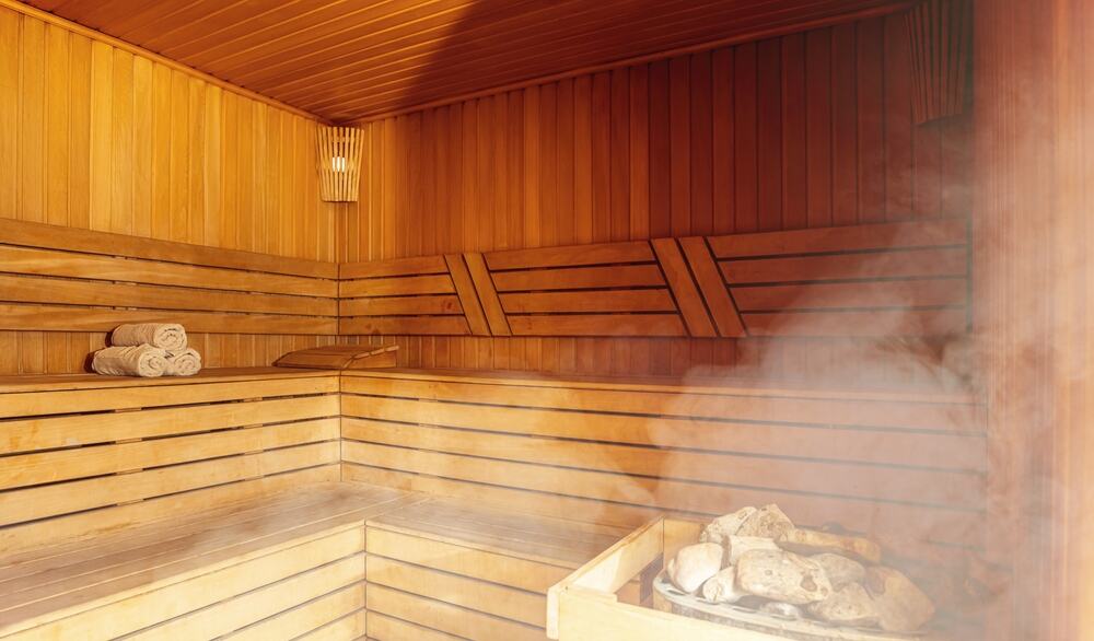 Inside the sauna at Stockport Sports Village